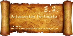 Balassovich Hortenzia névjegykártya